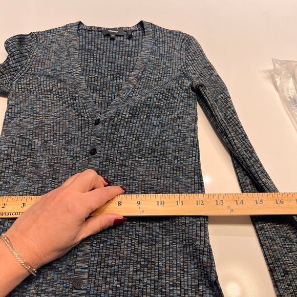 Theory Space-Dyed Ribbed-Knit Cardigan Sweater Size XS - Picture 7 of 10